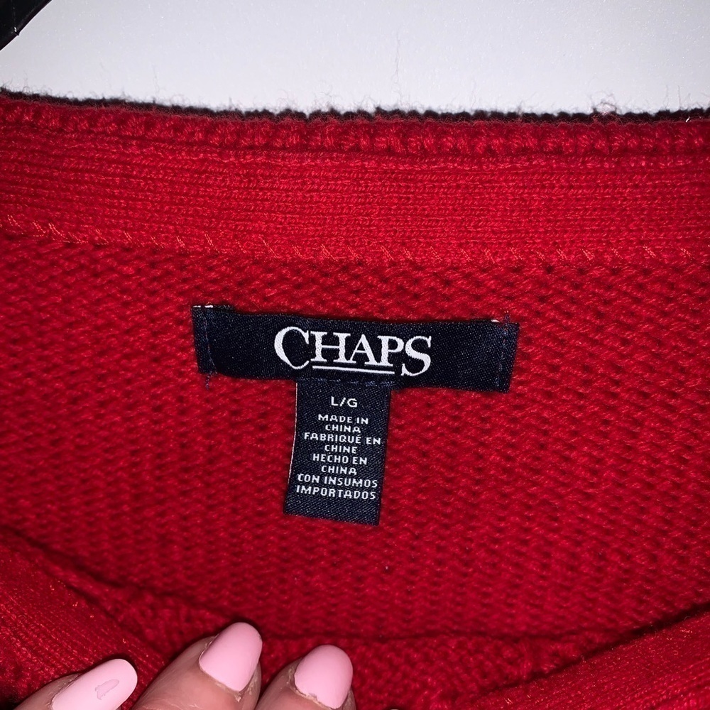 Chaps red boat neck cable knit Sweater - Picture 3 of 8